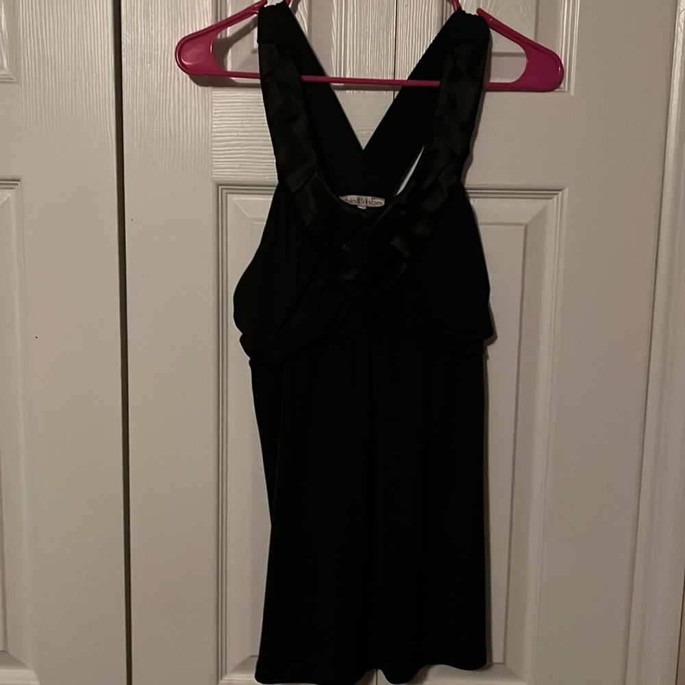 Black blouse size large like new very softly worn good for night life